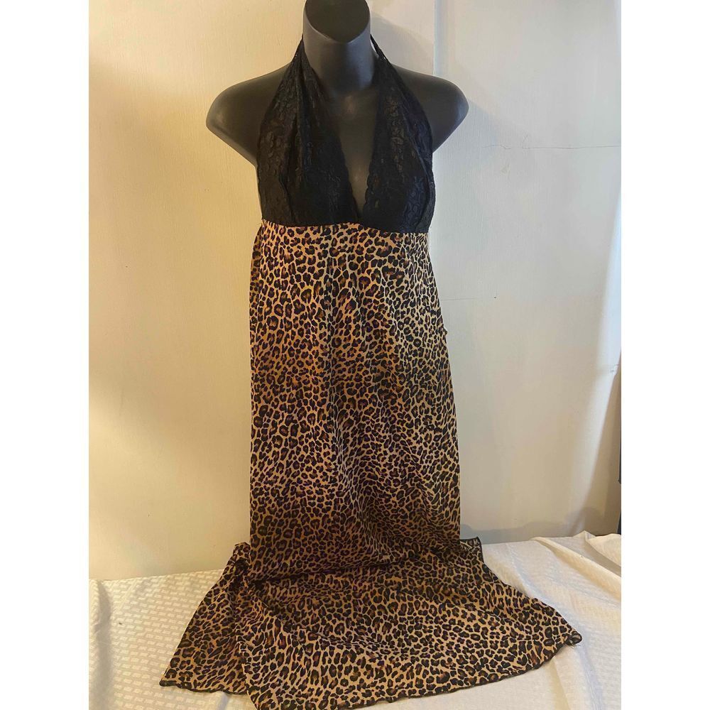 Petra fashion USA Vintage sexy nighty long 41" length animal print m rn#68223